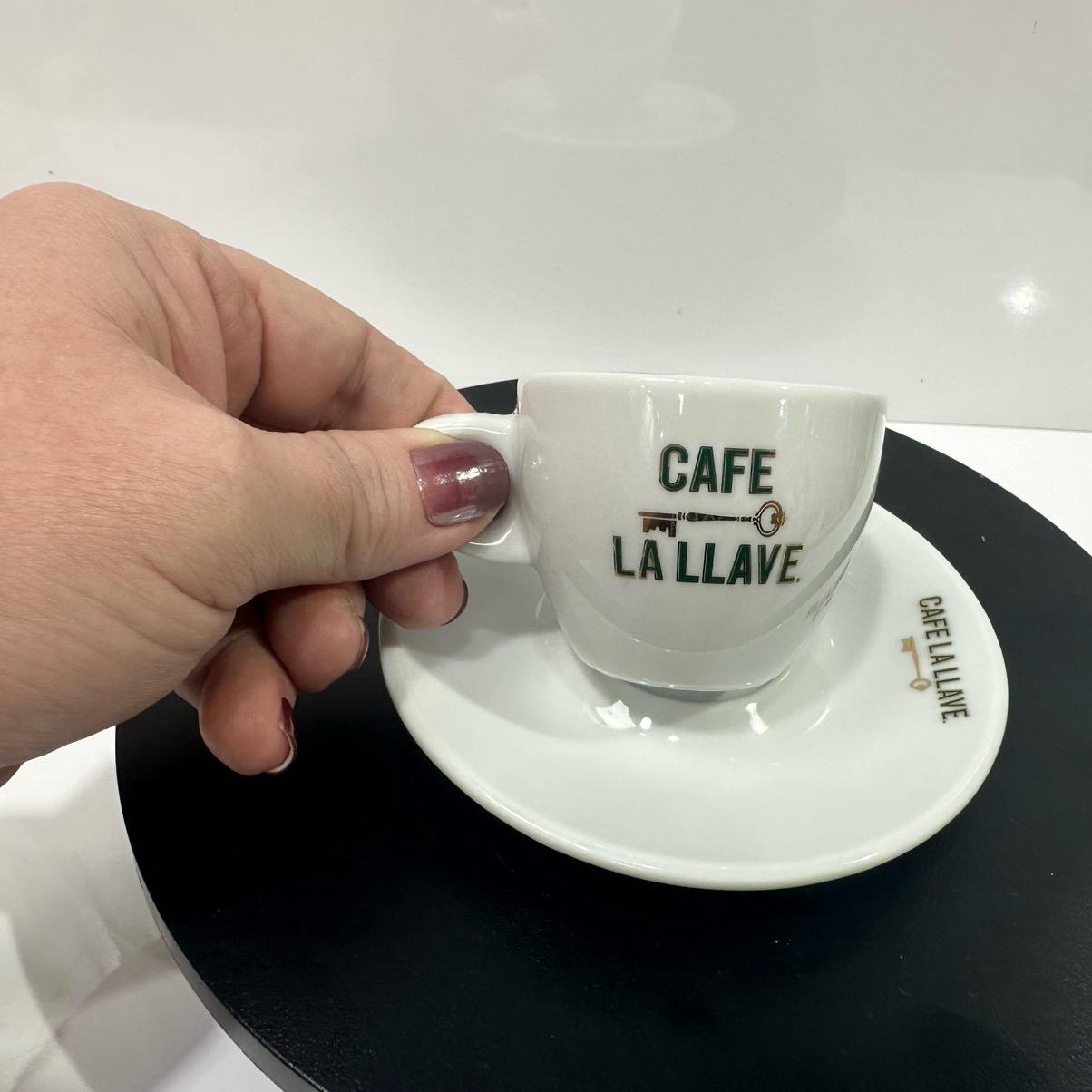 Set of 6 Espresso La Llave with Saucers for Coffee Drinks - Metal Stand or Capsule box are not Included